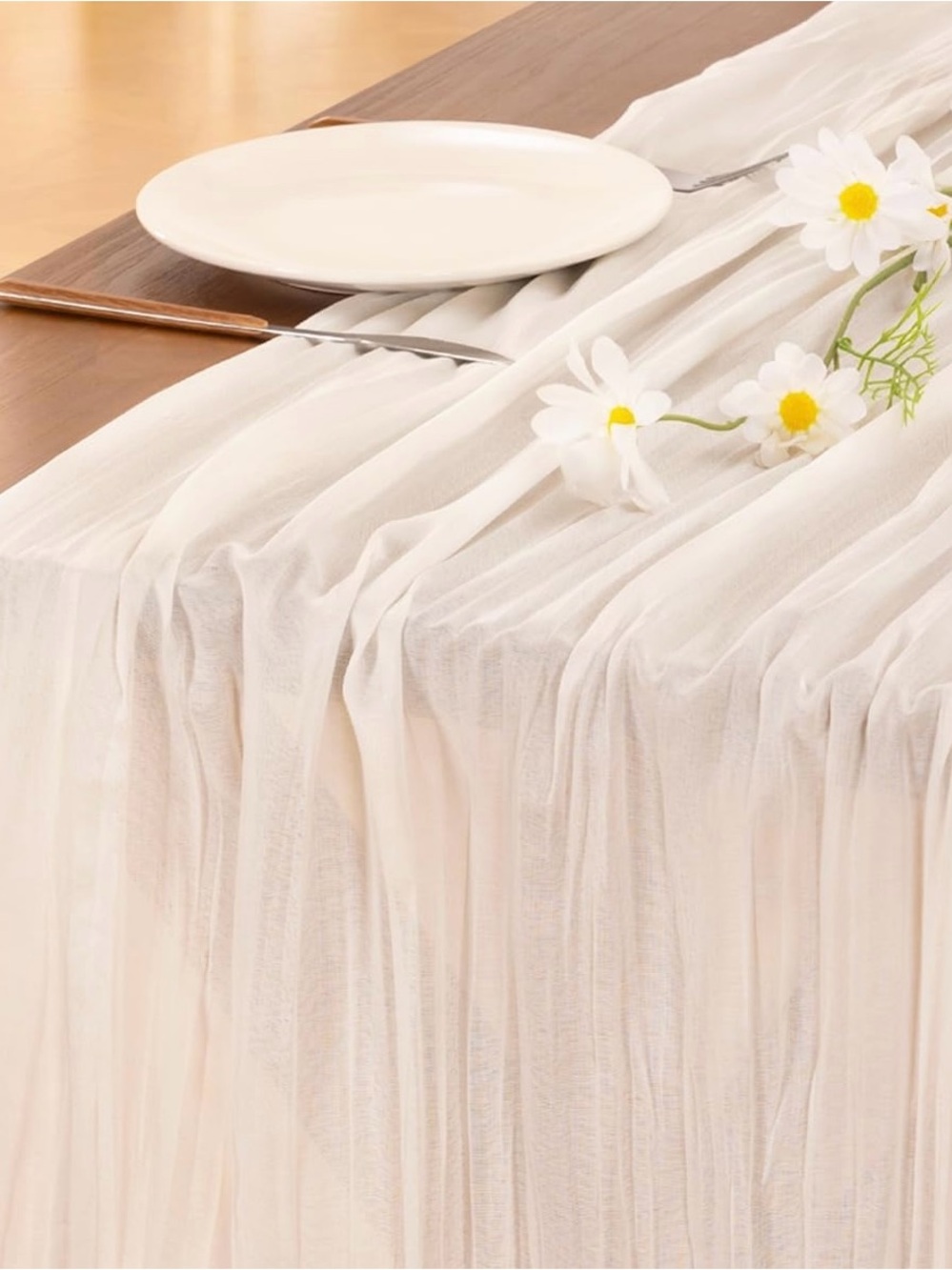 Ivory Cheese Cloth Table Runners- Home Dining